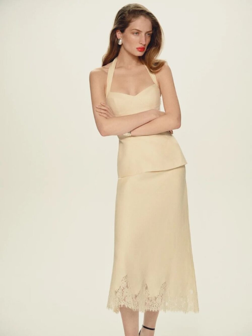 Reformation Alistair Linen Top Ivory - Size 0